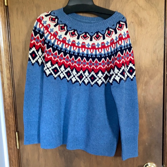 Chaps long sleeve sweater with fair isle like print L - Picture 3 of 14